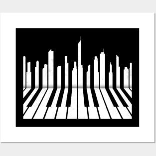 Piano and night city Posters and Art